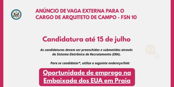ANÚNCIO DE VAGA EXTERNA PARA O CARGO DE ARQUITETO